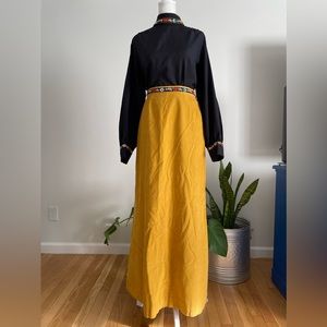 Vintage 70s Judy Bond Cottage-core Embroidered Trim Blouse & Skirt Set